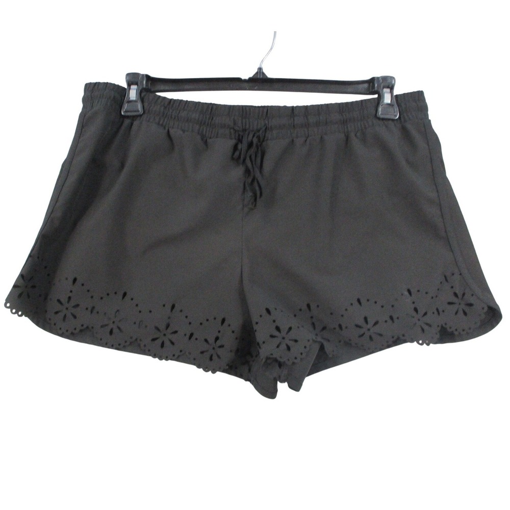 RBX Live Life Active Womens Black Laser Cut Eyelet Athletic Shorts CR5054